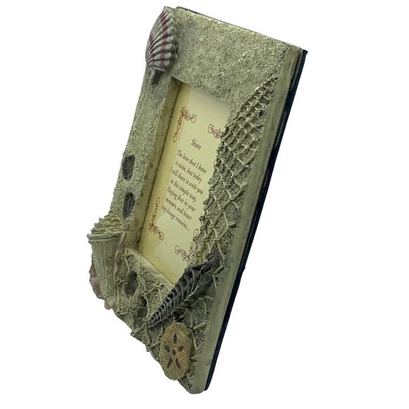 3D Seashell Ocean Photo Frame Sentimental Poem Vacation Memories Resin 7" x 5.5" - Picture 3 of 12